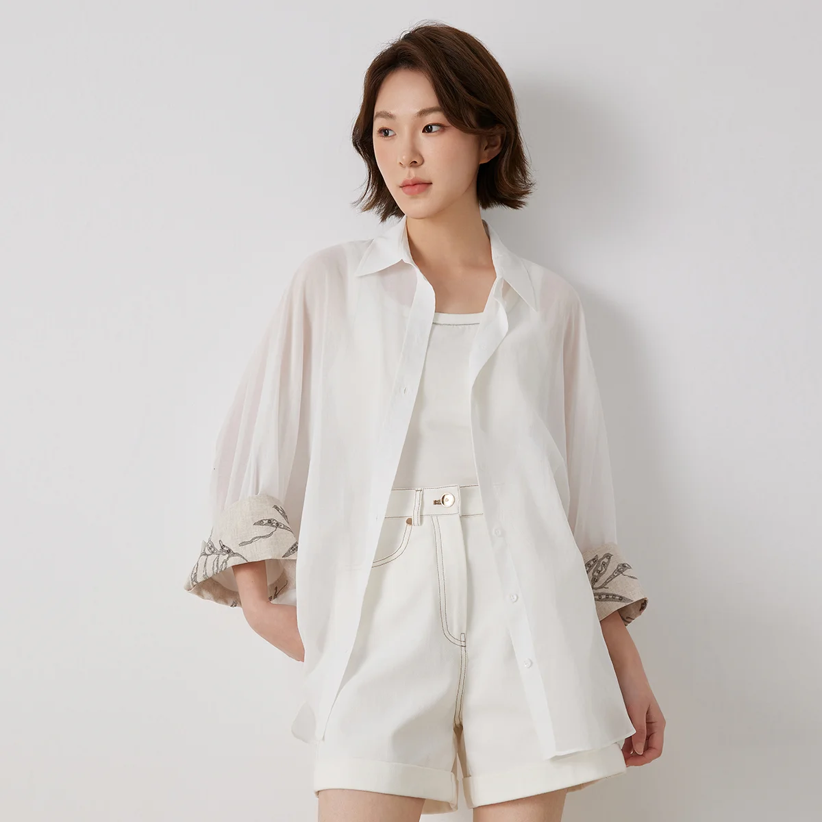 

K3143W Роскошная блузка из 100% хлопка с лацканами, женская классическая стильная удобная дышащая повседневная деловая рубашка с длинными рукавами