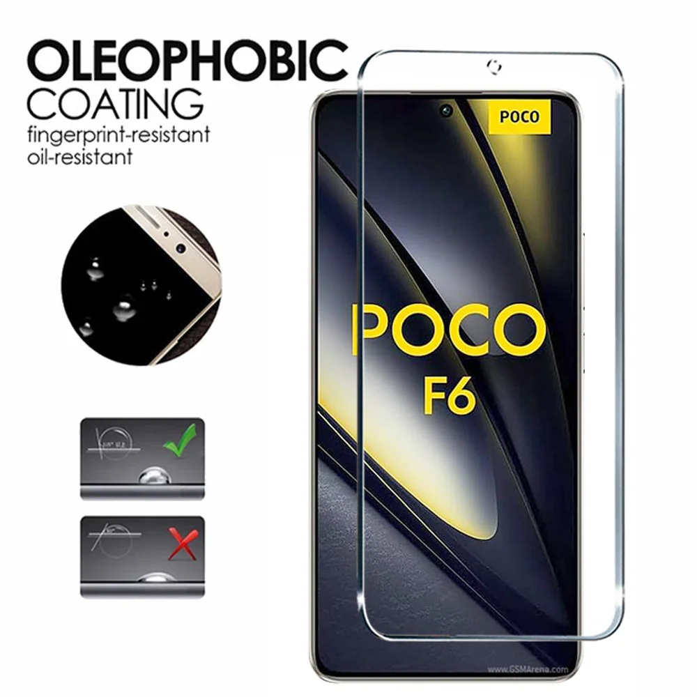 5PCS Tempered Glass For Poco F6 Pro F5 F4 GT F3 X6 Pro X5 X4 GT X3 NFC Screen Protector For Poco M5S M4 M3 M6 Pro 5G C65 Glass