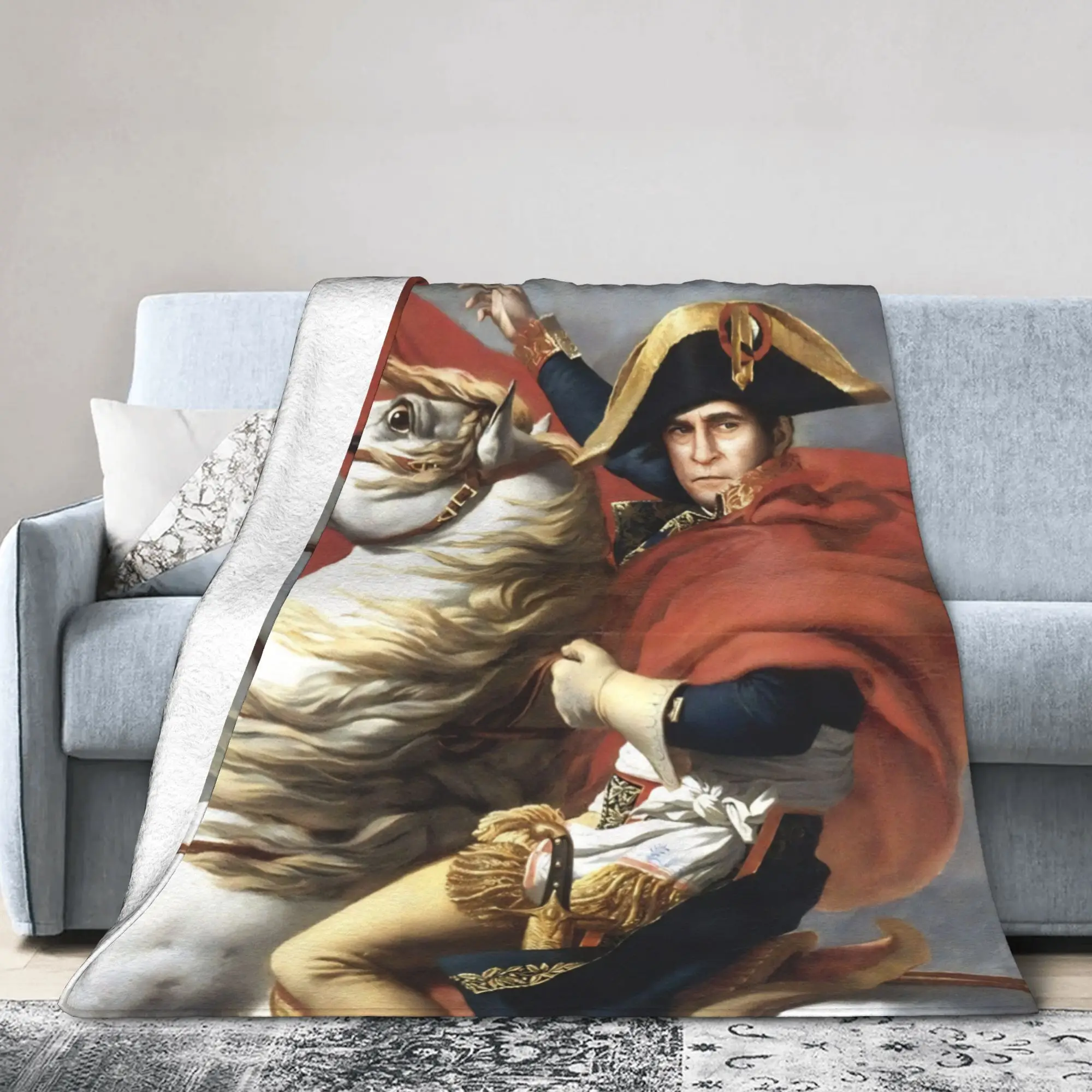 Napoleon Bonaparte Crossing the Alps Fuzzy Blanket Art Fashion Bedding Throw Blankets for Bedspread Super Soft Hotel Breathable
