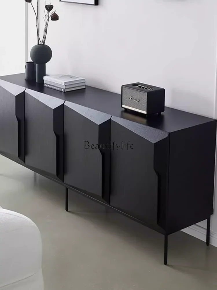

02Creative living room dining side cabinet black storage entrance cabinet