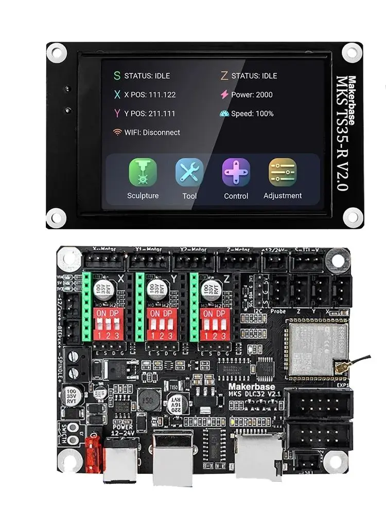MKS DLC32V2.1 Offline Controller Board 32-bit ESP32WiFi GRBL Moederbord Geschikt voor Lasergraveermachine TS35 Touchscreen