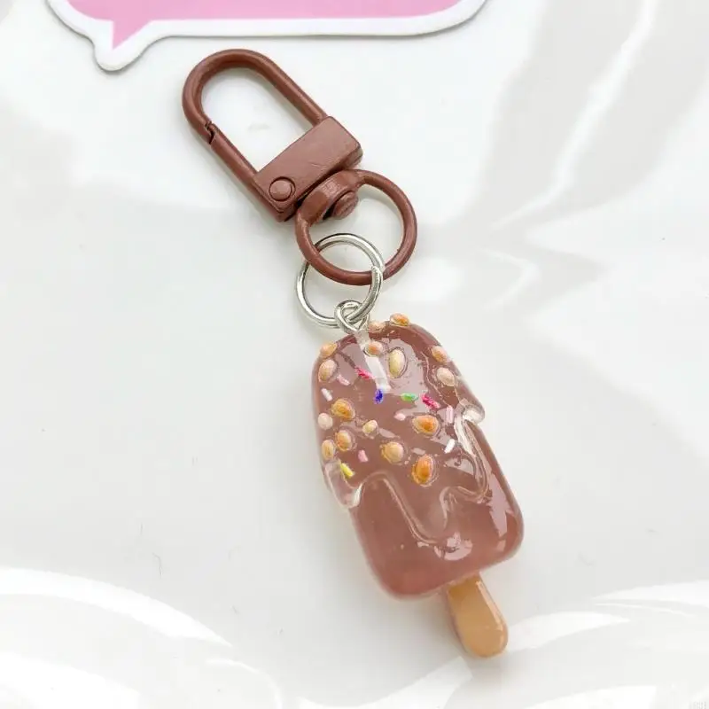 

193E Realistic Mini Ice Cream Keychain Handcrafted Resin Keyring Backpack Decoration Trendy Gift For Teens Girls Women