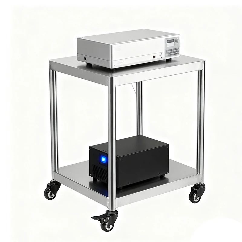 Stainless steel turtle cart double-layer instrument mobile trolley silent thickened workbench cart