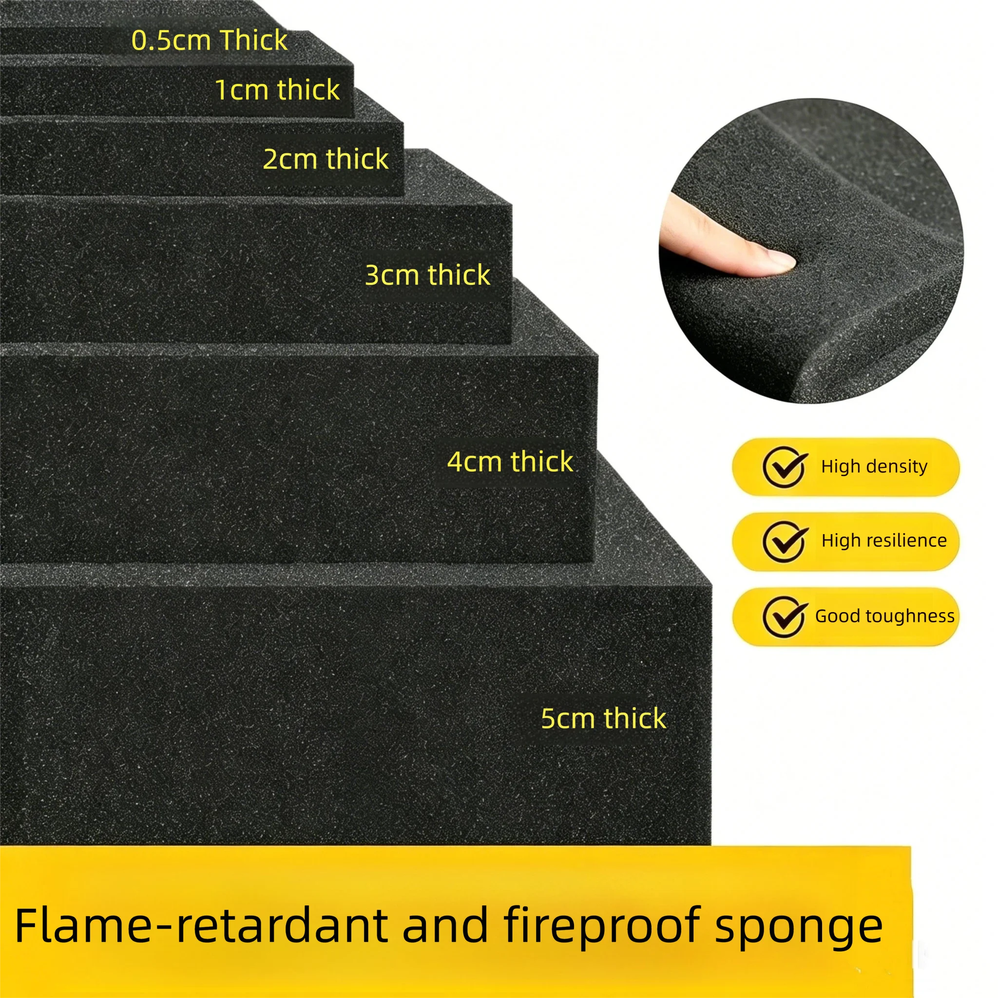 50x30cm Flame Retardant Foam Toolbox Fireproof Foam Pad Shockproof High-Elastic Sponge Cushion Soundproof Noise Reduction Sponge