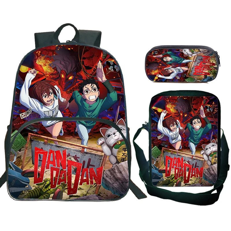 Anime Dandadan Child Backpack with Front Pocket Shoulder Bags Pencil Bag Student Bookbag Cartoon Manga School Bags for Boys Girl