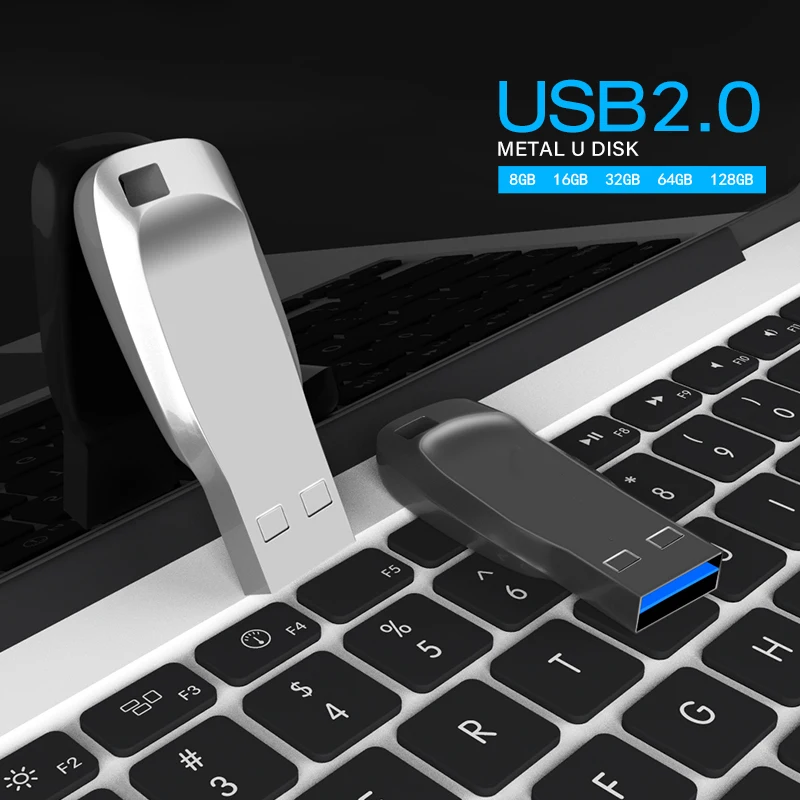 Unidad Flash USB 2,0 de Metal, Pendrive de 128GB, 64GB, 32GB, 16GB, 8GB, alta velocidad, 64GB, 2,0 GB, 2,0 GB, novedad, envío gratis