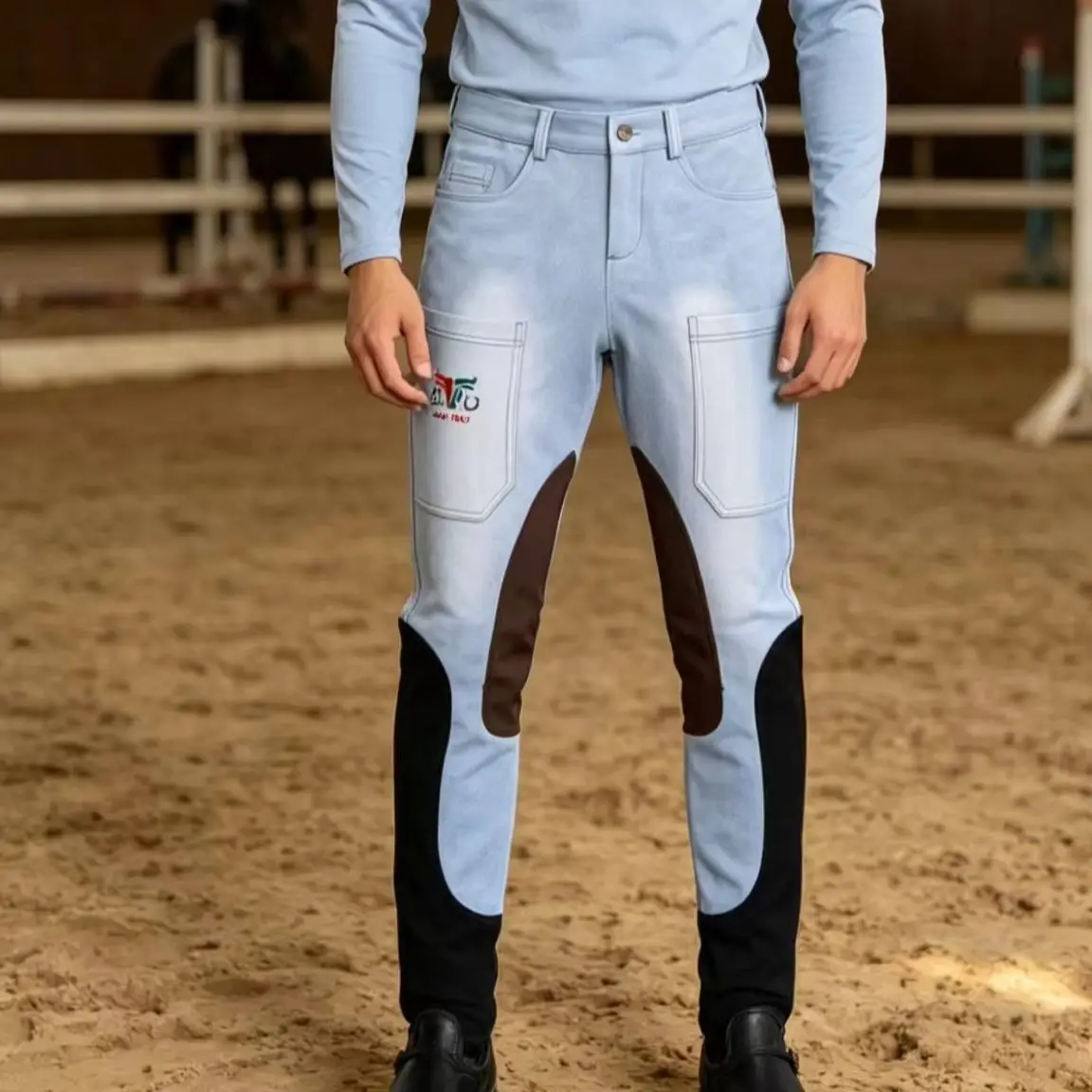 Professional equestrian pants full silicone quick-dry elastic tight equestrian sports pants anti-slip riding pants thick wear-re
