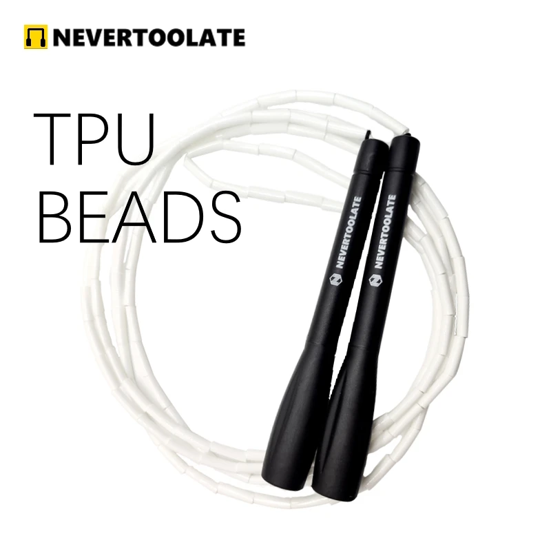 Soft TPU beads beaded jump rope long handle freestyle anti cold anti friction skip skipping rope fitness exersice NEVERTOOLATE