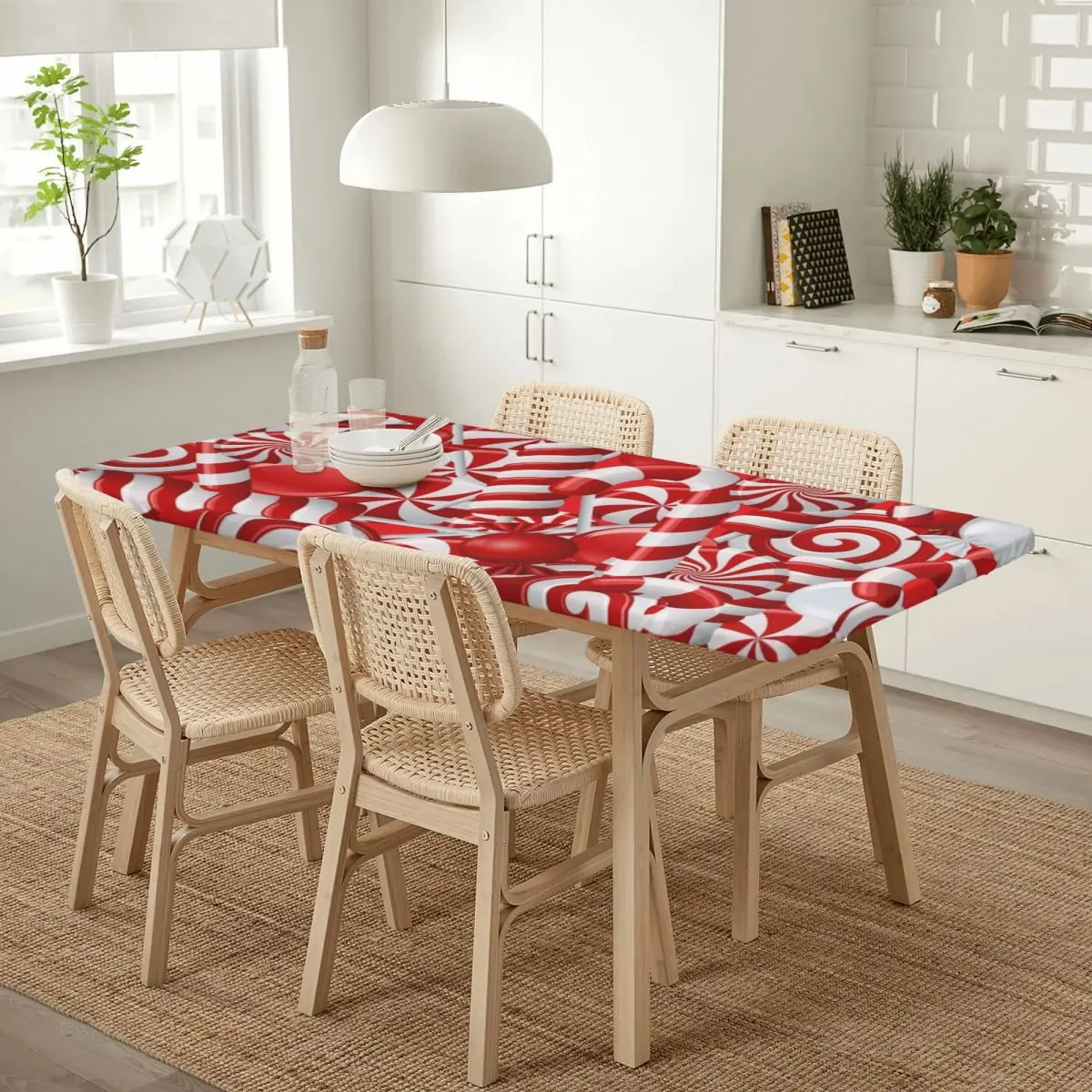 Peppermint Candy Custom Rectangular Tablecloth Waterproof Table Cover for Dining Events Table Cloth