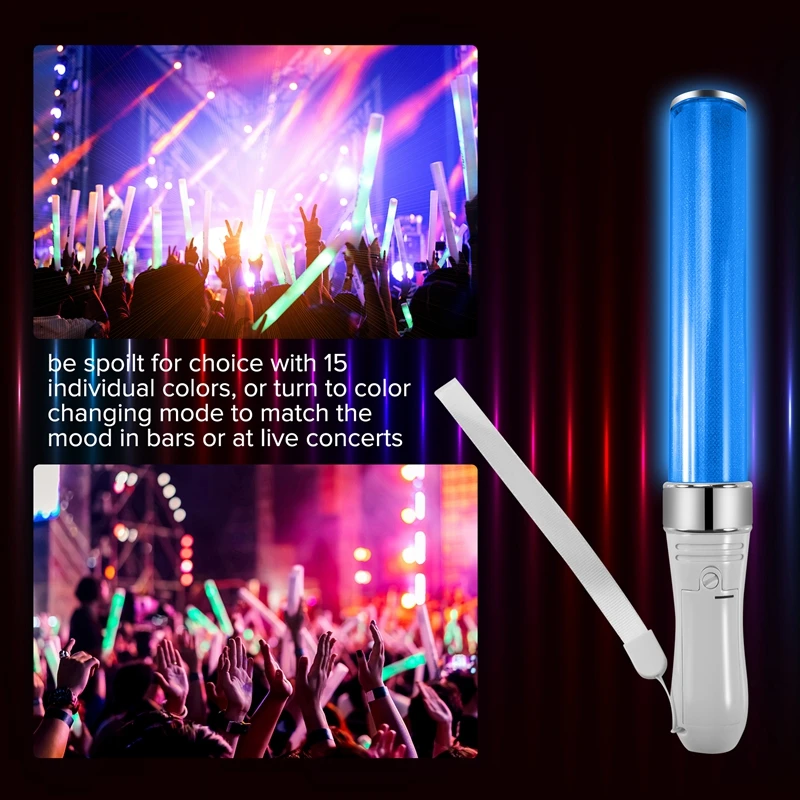 2 Pcs LED Light Sticks, 15 Colors, Light Sticks, Light Sticks, Concert Props