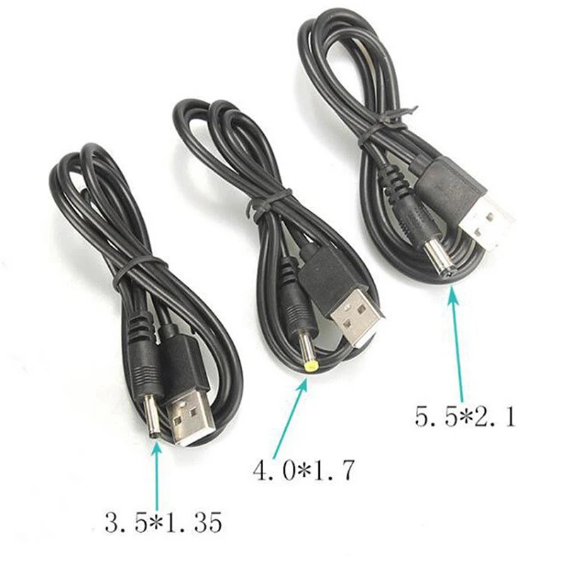 Câble d'alimentation USB vers DC, connecteur de baril, 2.0x0.6mm, 2.5x0.7mm, 3.5x1.35mm, 4.0x1.7mm, 5.5x2.1mm, 5V