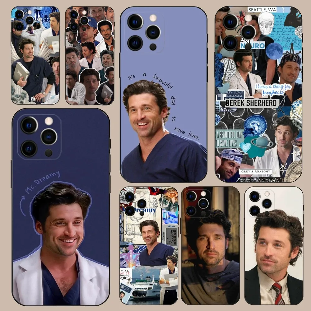 

Derek Shepard Grey Anatomy Phone Case For iPhone 16,15,14,13,12,11,Pro,X,XS,Max,XR,Plus,Mini Soft Black Cover