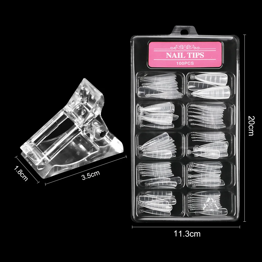 Acryl 100 Stück/Box mit Clip Maniküre Werkzeuge Nagel verlängerungen falsche Nägel Nagel Dual Formen DIY Nagel dekoration Nail Art Form Tipps