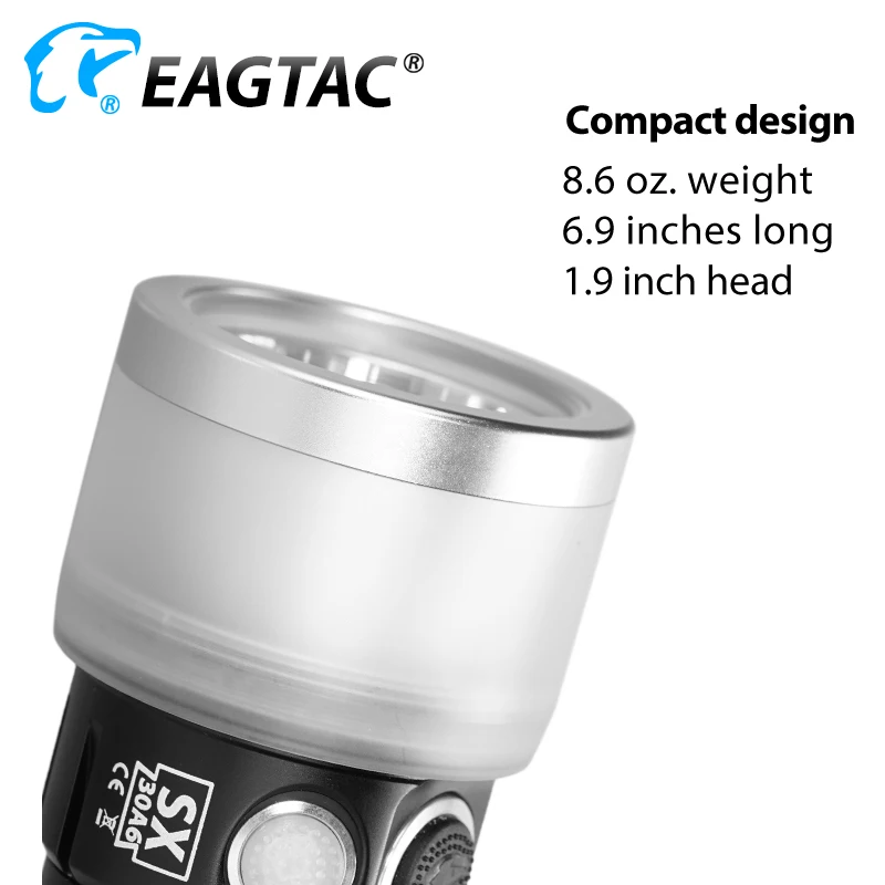 EAGTAC SX30A6D بقعة الناشر مصباح ليد جيب 2445 لومينز 6 AA بطارية 200 ساعة وقت التشغيل المزدوج التبديل براءة اختراع التصميم
