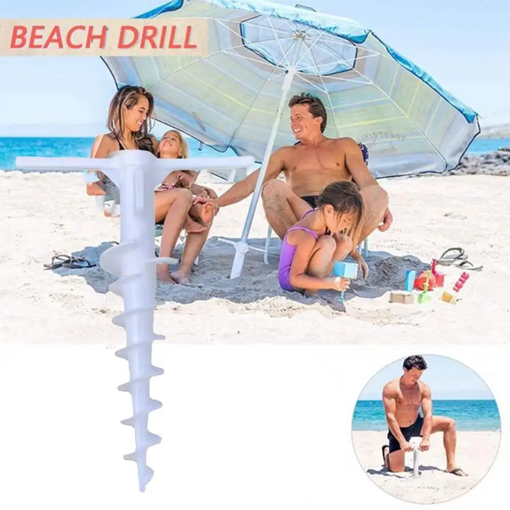 Spin Beach Umbrella Stand With Hook Inserts Spiral Umbrella Plug Equipment Universal Fit For Most Beach Umbrellas Outdoor Travel