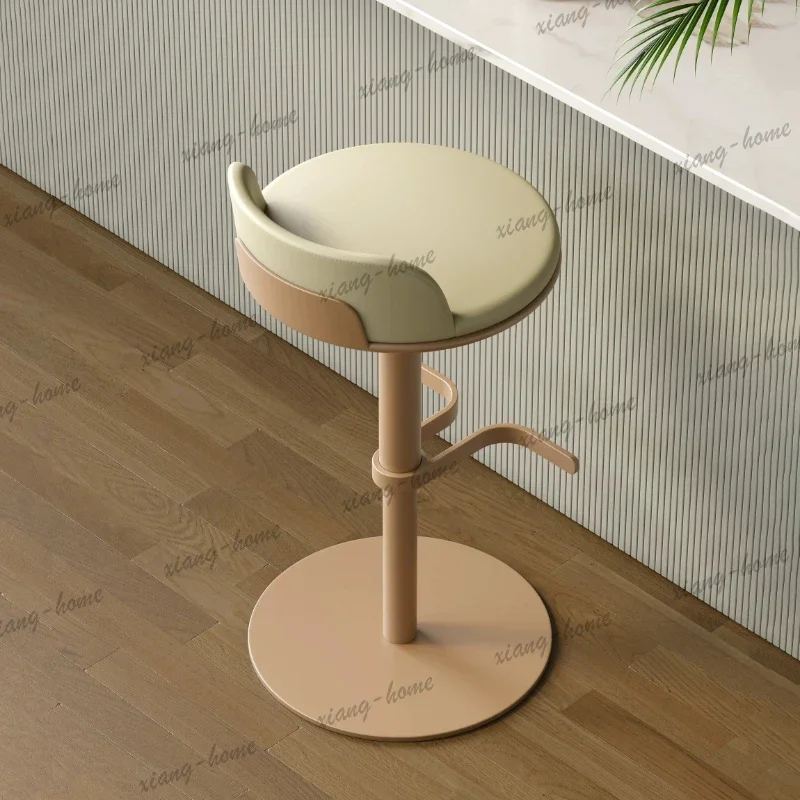 Factory Direct Modern Simple Rotating Lifting High Stool Island Chair Bar Front Desk High Stool Bar Stool Microfiber Leather Bar