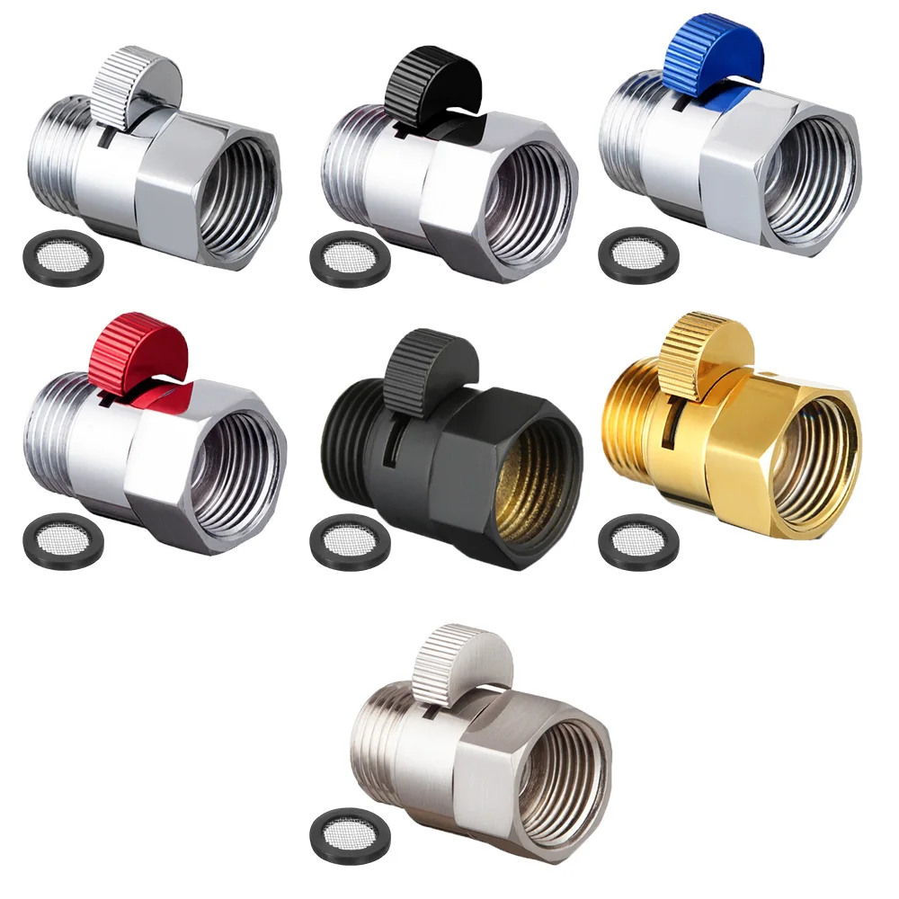 

G1/2 Copper Shower Head Shut-Off Valve Quick Open Adapter Valve Flow Regulator Stop Switch For Shower Head Hand Bidet Sprayer