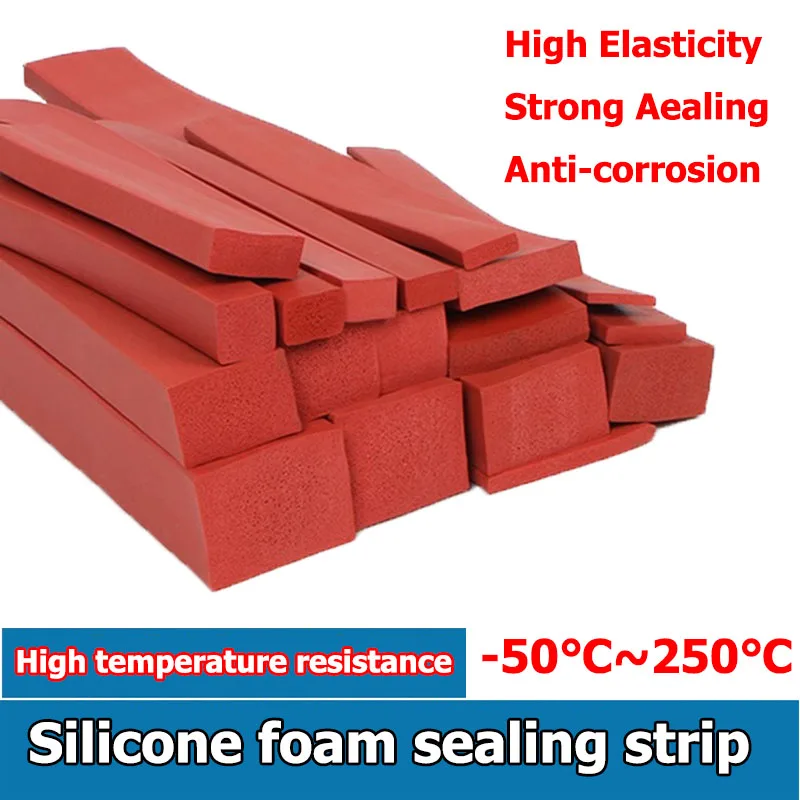1Meter Silicone Foam Flat Square Anti-skid Anti-collision Sealing Strip Rectangular Sealing Strip For Car Doors And Windows