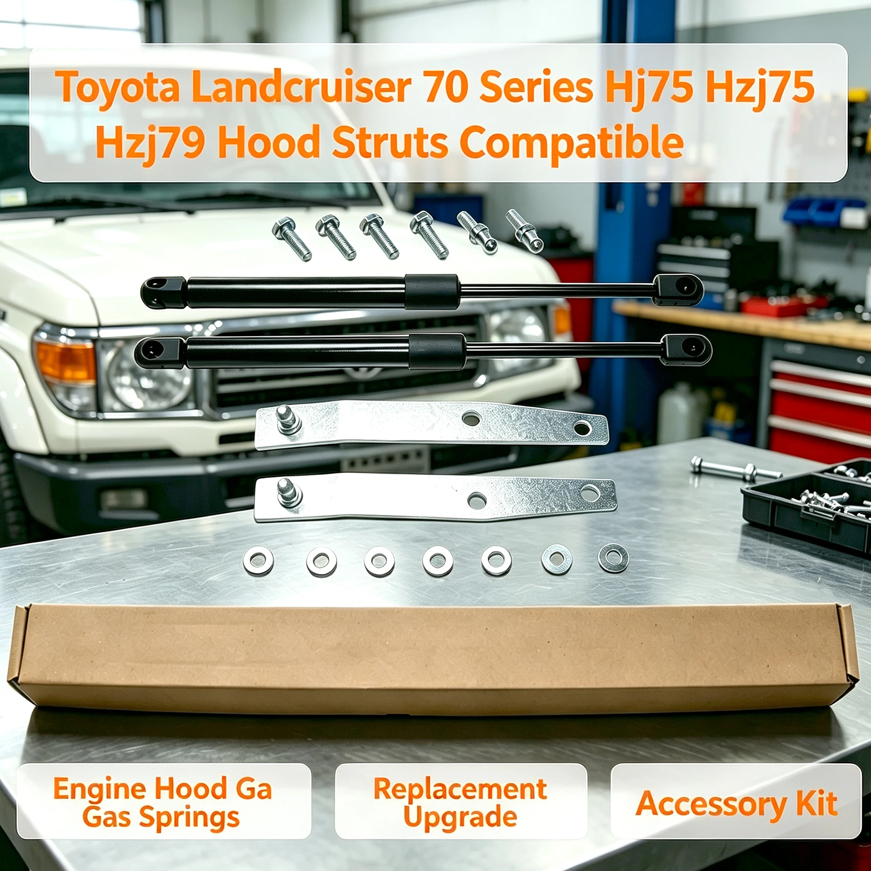 Front Bonnet Hood Gas Strut Damper Conversion Kits For Toyota Land Cruiser 70 Series LC70 LC75 LC76 LC78 LC79 Accessories view 6