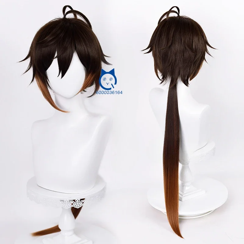 Anime Expo Genshin Impact Zhongli Hot Cosplay Long Christmas Brown Orange Degree of Adaptability Heat Resistant Synthetic Wigs