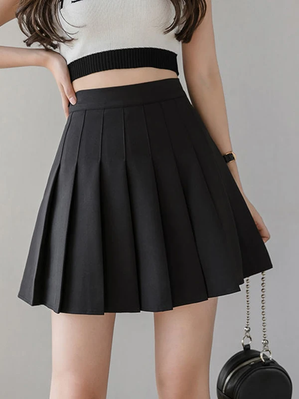 Cintura alta plissada ort saia rua sle jk cintura cinching saia plissada para mulher ci deslocamento casual wear