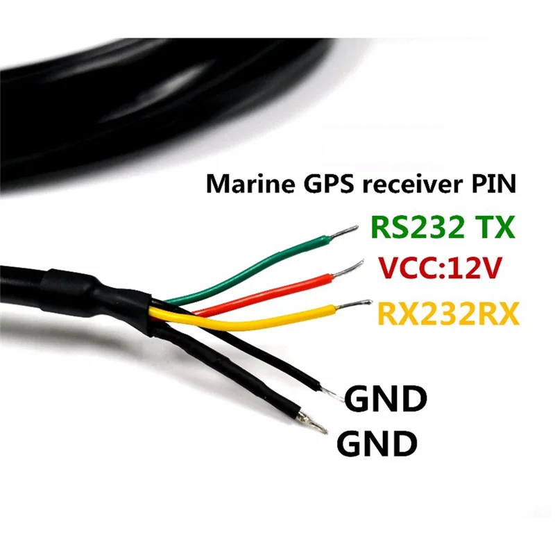 Kualitas! RS232 GPS Marine GPS Penerima Antena Modul NMEA 0183 Baud Rate 4800 Tegangan 12V Kabel 5 Meter