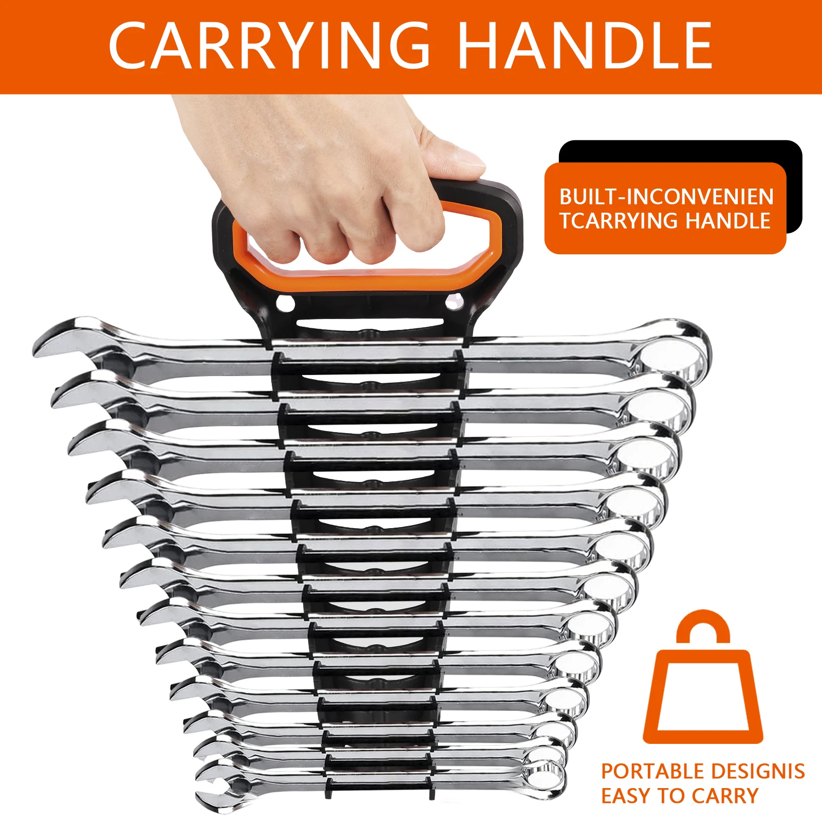 2Pcs Wrench Holder Plastic Metric SAE Wrench Storage Tray 24 Wrenches Wrench Tool Tray for Storing 8mm-19mm Metric