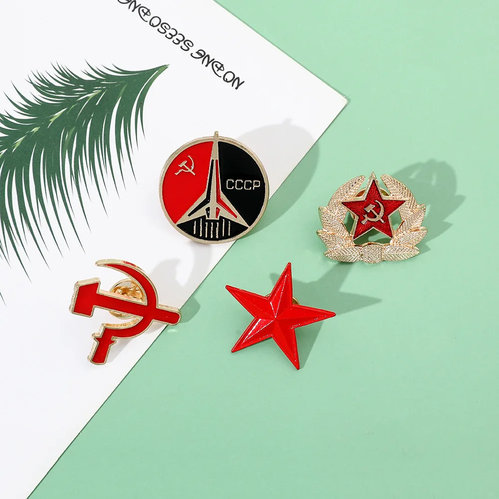 Retro-Symbol der UdSSR, Emaille-Anstecknadel, Roter Stern, Sichel und Hammer, Kaltkrieg, sowjetisches CCCP-Brosche, Geschenk, Abzeichen, Anstecknadel für Mantel, Mütze, Kleidung – Detail 7