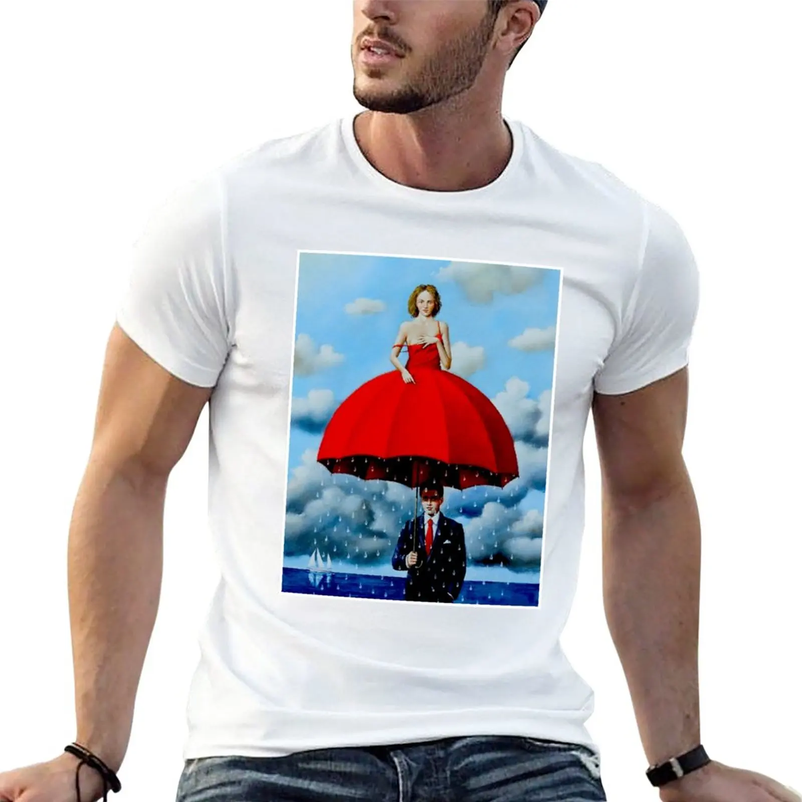 

New UMBRELLA LADY : Vintage Abstract Painting Print T-Shirt customized t shirts tees korean fashion slim fit t shirts for men