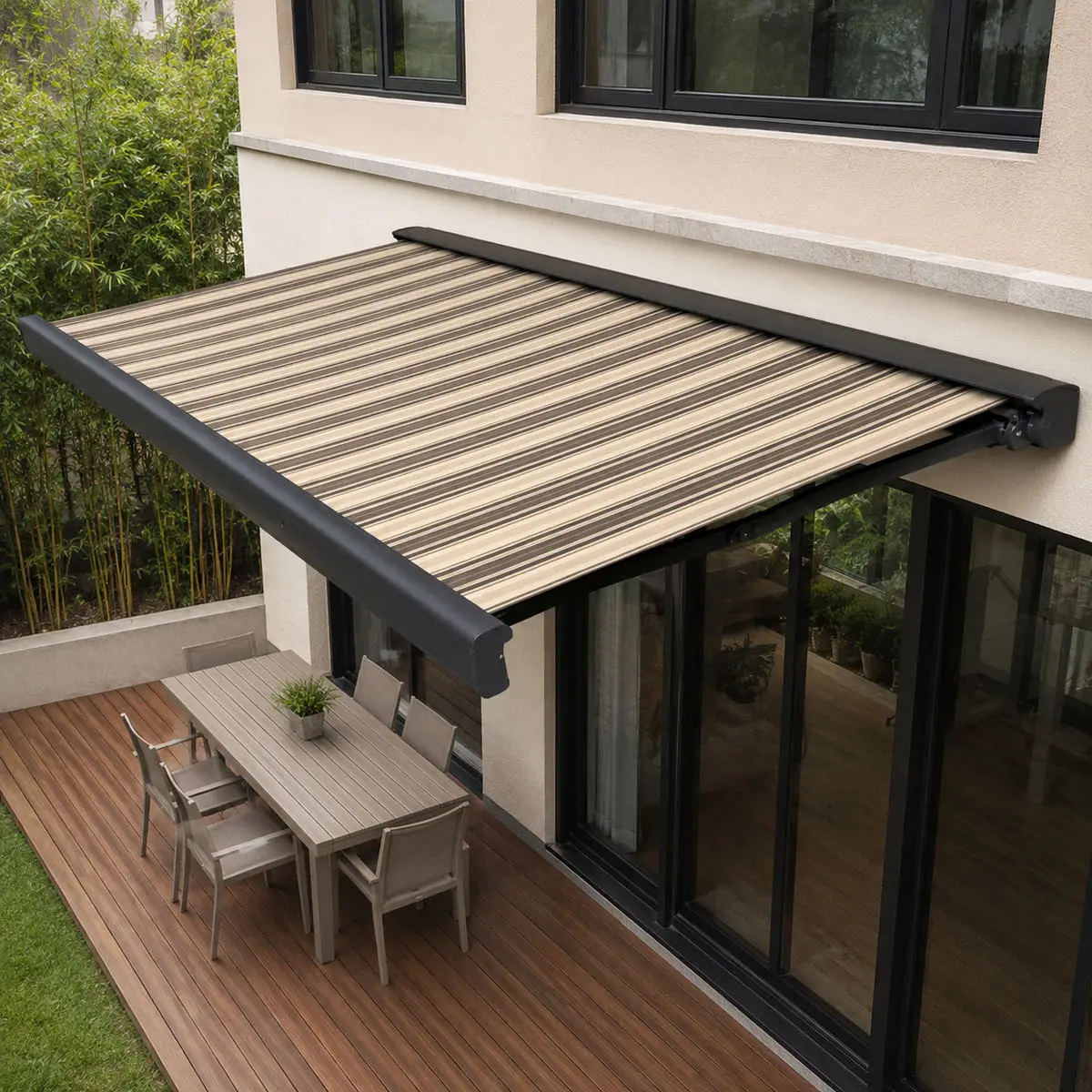 Factory Made Affordable Outdoor Sunshade Fashion Aluminum Frame Acrylic Rainproof Awning APP Activation Intelligent Canopy