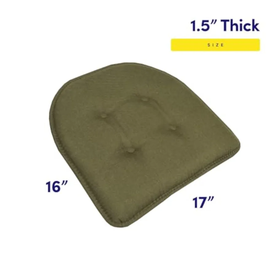 Chair Cushion Memory Tufted Slip Non Skid Rubber Back U-Shaped 17