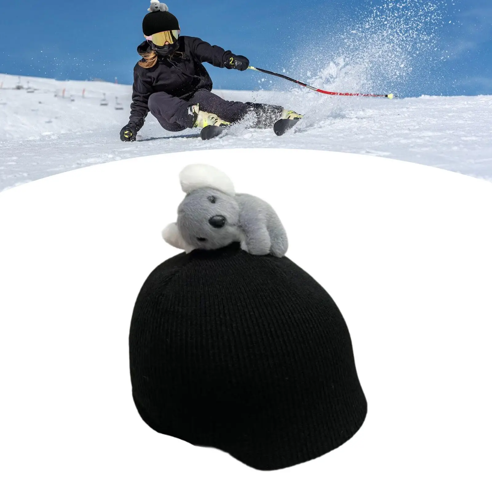 

Koala Ski Helmet Cover Portable Soft Outdoor Reliable Warm Multifunction Knitted Cap Stylish Casual Funny Ski Helmet Decoration