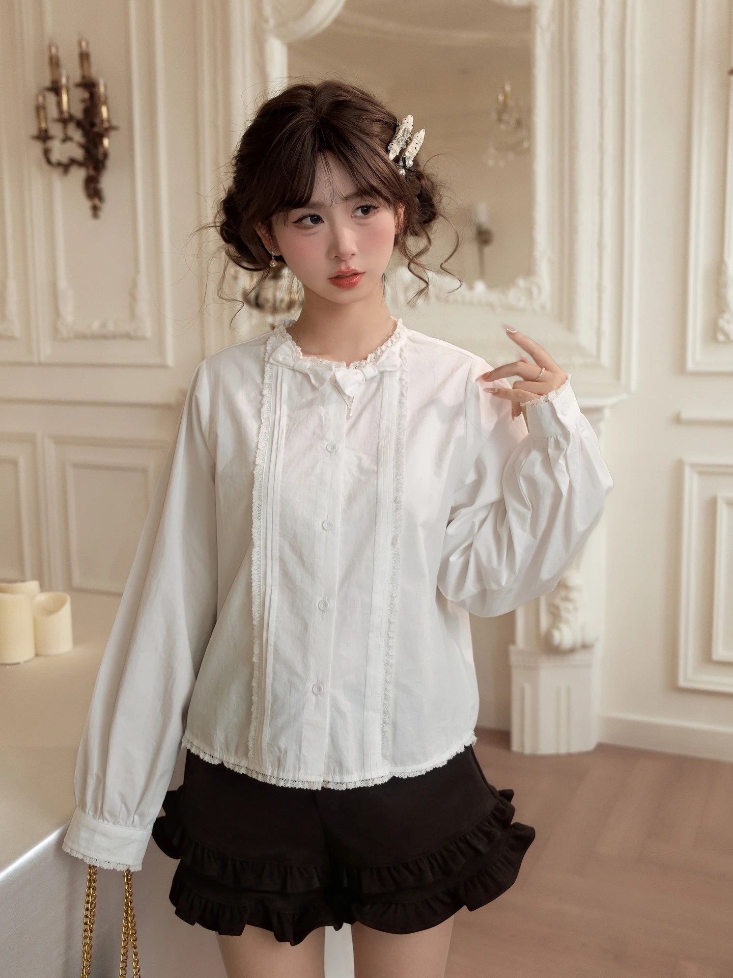 

Sweet Sle Pure Cotton White irt Women's Loose Fit Splice Design Spring New Arrival Breathable Comfortable Antibacterial