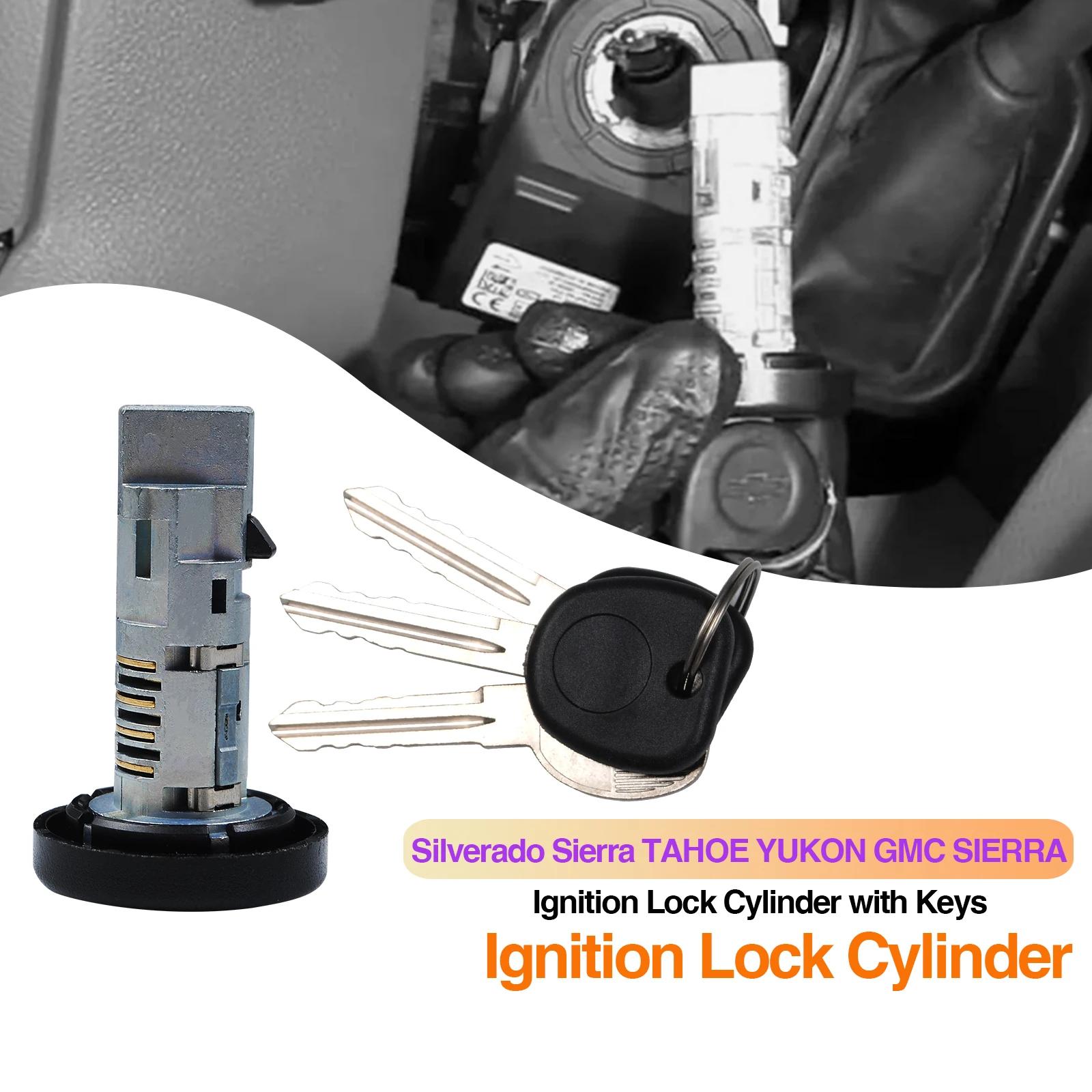 

Suitable for 2007-2014 Chevrolet Silverado Sierra Ignition lock Cylinder with Key 19120038 15919460 15794826 LC65454 924-796