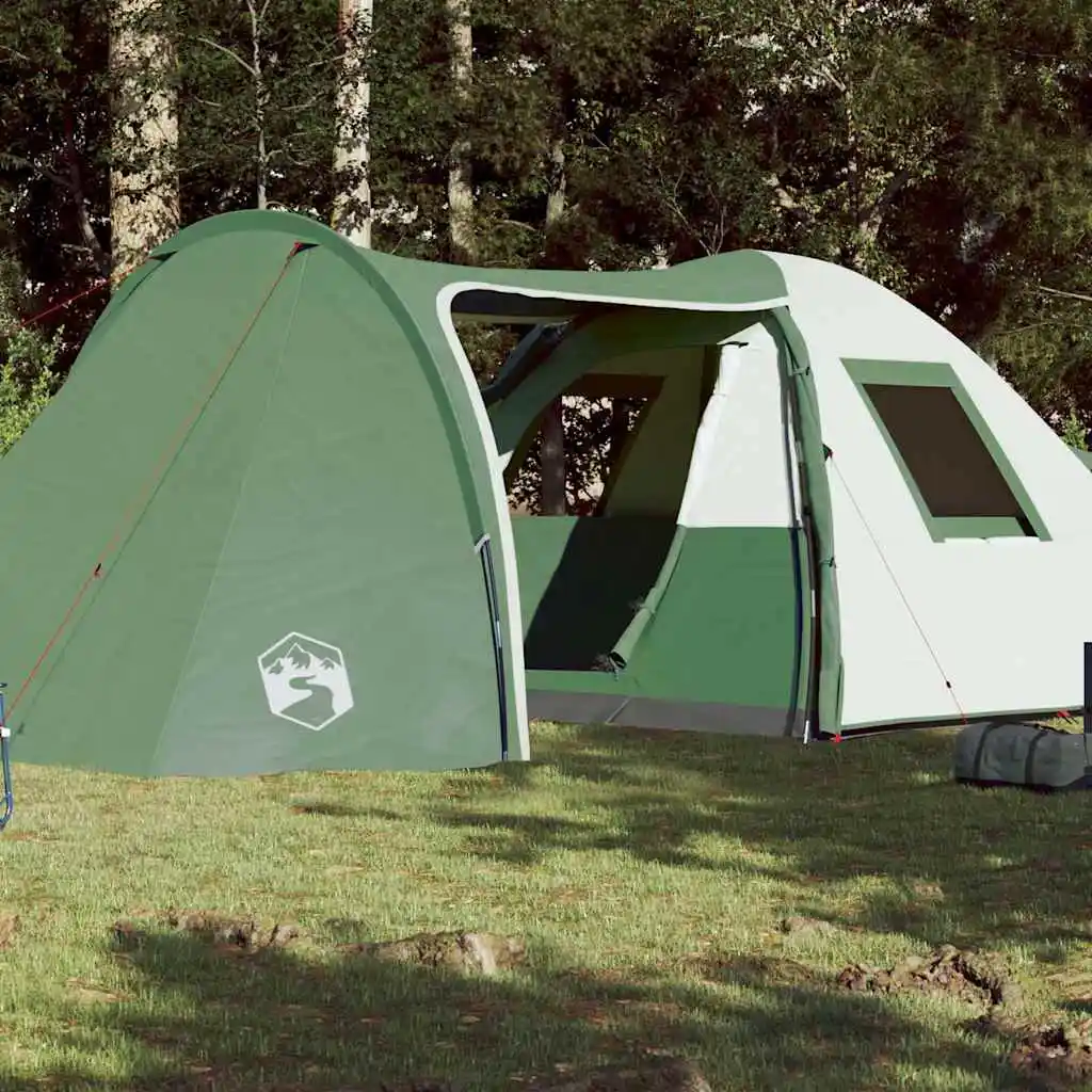 Tente familiale dôme pour 6 personnes, verte, imperméable, équipement de camping pliable portable pour l'extérieur, auvent anti-UV
