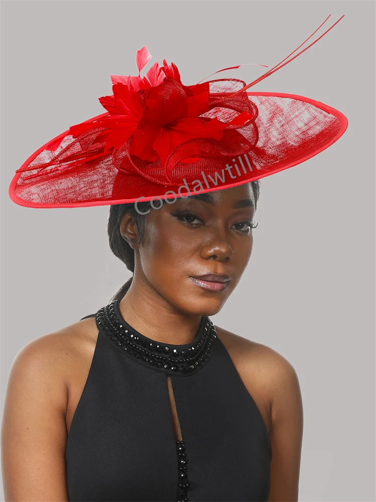 Derby Big Fascinator Hat Kentucky Derby Headpiece For Women Party Church Large Millinery Cap Sinamay Wedding Fascinators Hat