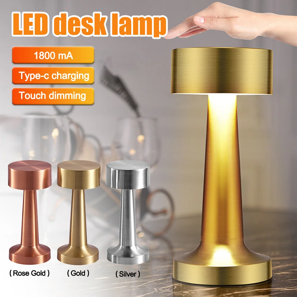 Led Table Lamp Dumbbell Shape Dimmable Usb Rechargeable Bar Coffee Desk Bedside Lamp Restaurant Hotel Retro Decor Night Light