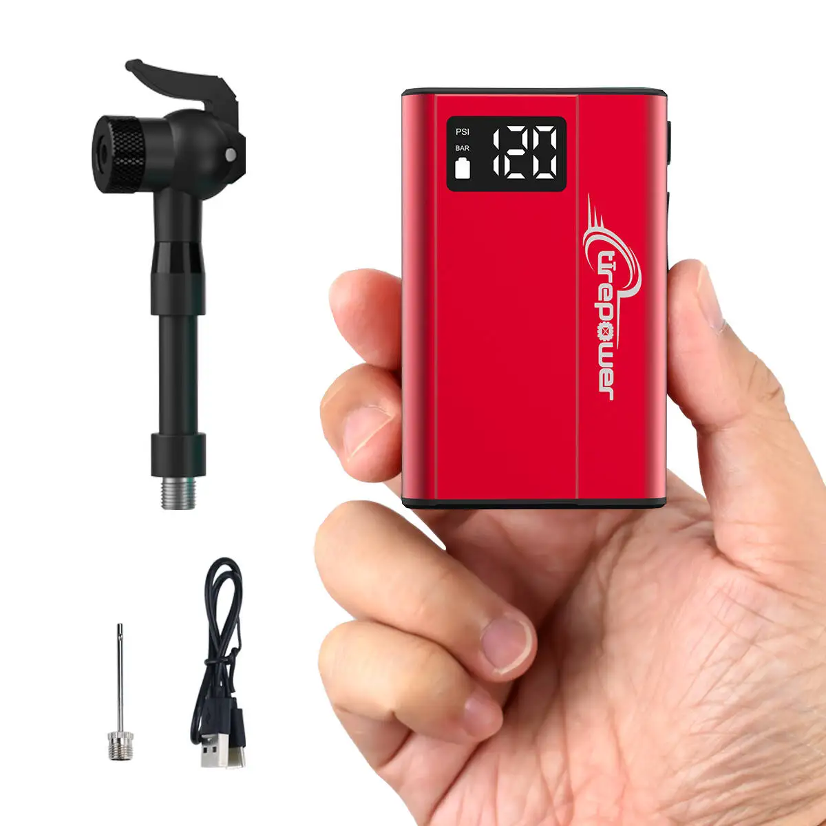 

Tirepower Portable Mini Electric Bicycle Pump 120PSI Type-C Rechargeable Air Inflator Bike Pump MTB Road AV FV Valve Cycling Pum
