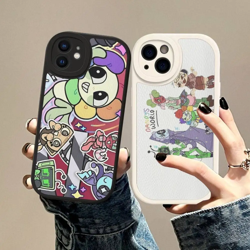 D-Dandys WorldS Cartoon für iPhone 16 15 14 16E 13 12 11 Pro Max Plus Telefon Ledertasche