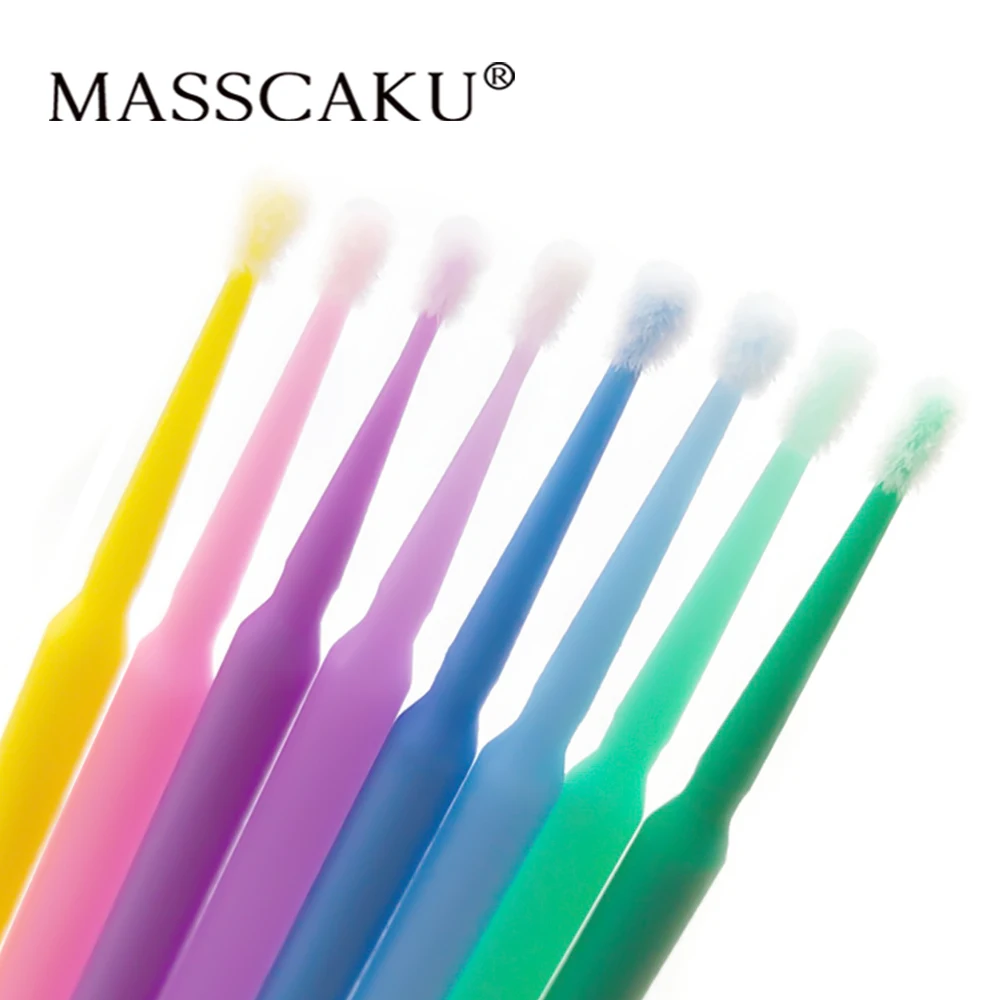 

MASSCAKU 100pcs Disposable Micro Brush Mascara Swab Eyelashes Individual Removing Applicator Wands Lashes Brush Accessories