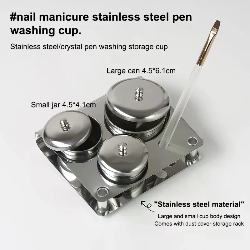 3/5pcs Stainless Dappen Dish Cups Set Salon Manicure Acrylic Powder Liquid Container Organizer Tray Dappen Dish Nail Art Tools