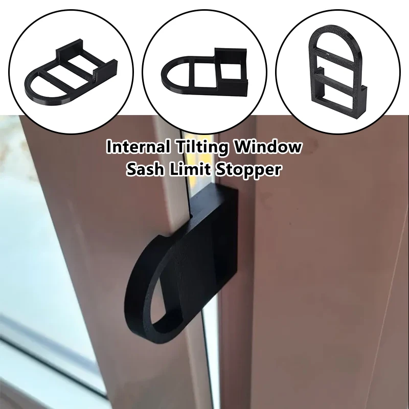 2PCS Inward Tilt Sash Limit Stopper  Broken Bridge Casement Window Anti-Fall Safety Lock Drill-Free Windproof Limit Block