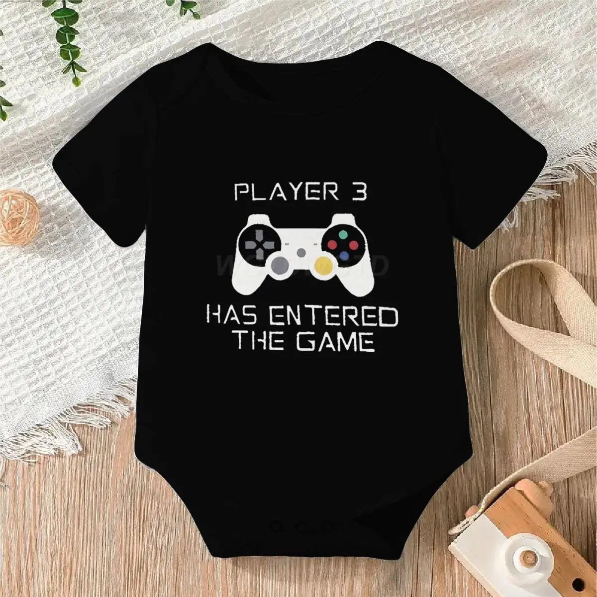 Infant Gamer Bodysuit Baby "Player 3 Has Entered The Game" Onesie Gamer Controller Graphic Bodysuit Casual Short Sleeve Romper