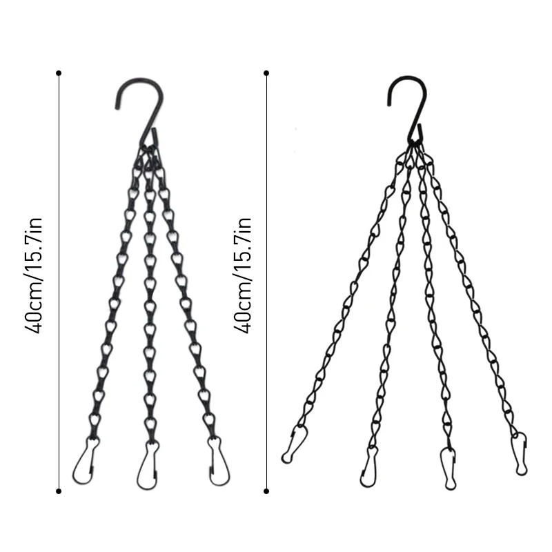 1pc 40cm Garden Basket Hanging Metal Chain Planter Holder 3/4 Point Plant Planter Hanging Chain Home Gardening Tools Accessories