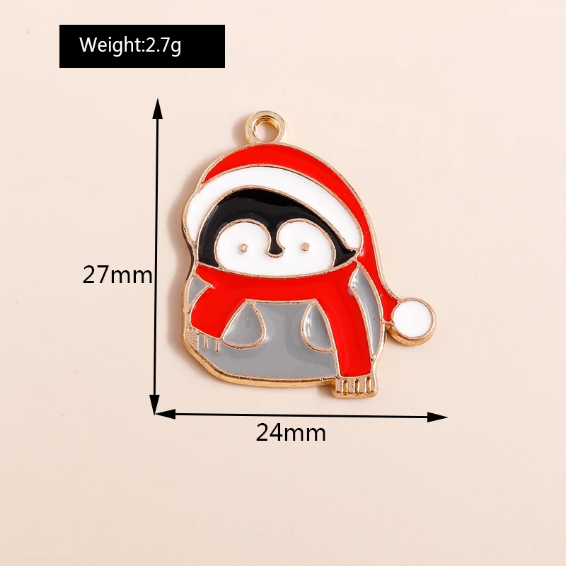 10 Stück Mix Emaille Weihnachtsanhänger für Schmuckherstellung Weihnachtsmann Baum Hirsch Hut Charms Anhänger für DIY Halsketten Ohrringe Geschenke – Detail 10