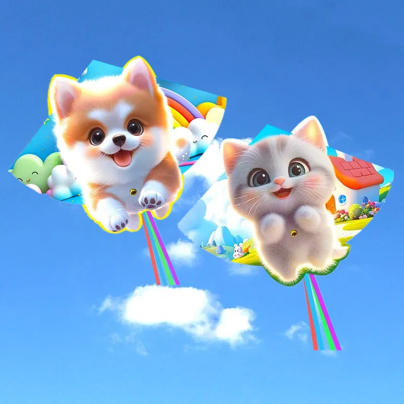 Cachorros voladores para niños, juguetes profesionales, varillas para jugar al aire libre, playa, pipas, animales, nailon, viento, mini pipas, fábrica crom