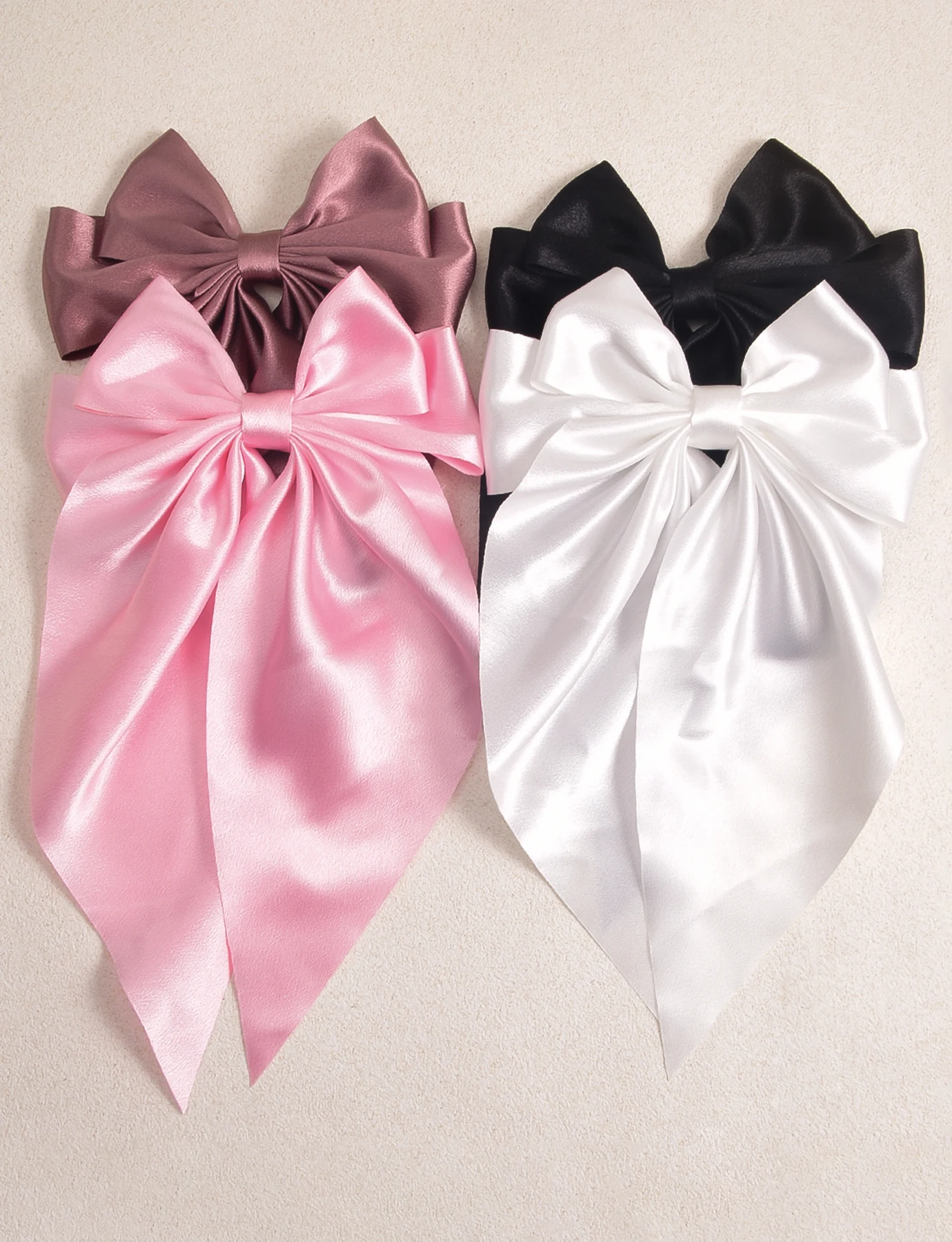 1 big bow tie long streamer plain duck beak clip hairpin fashion popular all girls daily dress up hair accessories