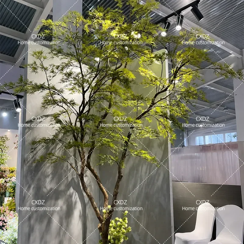 Simulation Green Plant Feather Maple Fake Tree Zen Decoration for Shopping Mall Tea Room Window Display Landscape Artificial