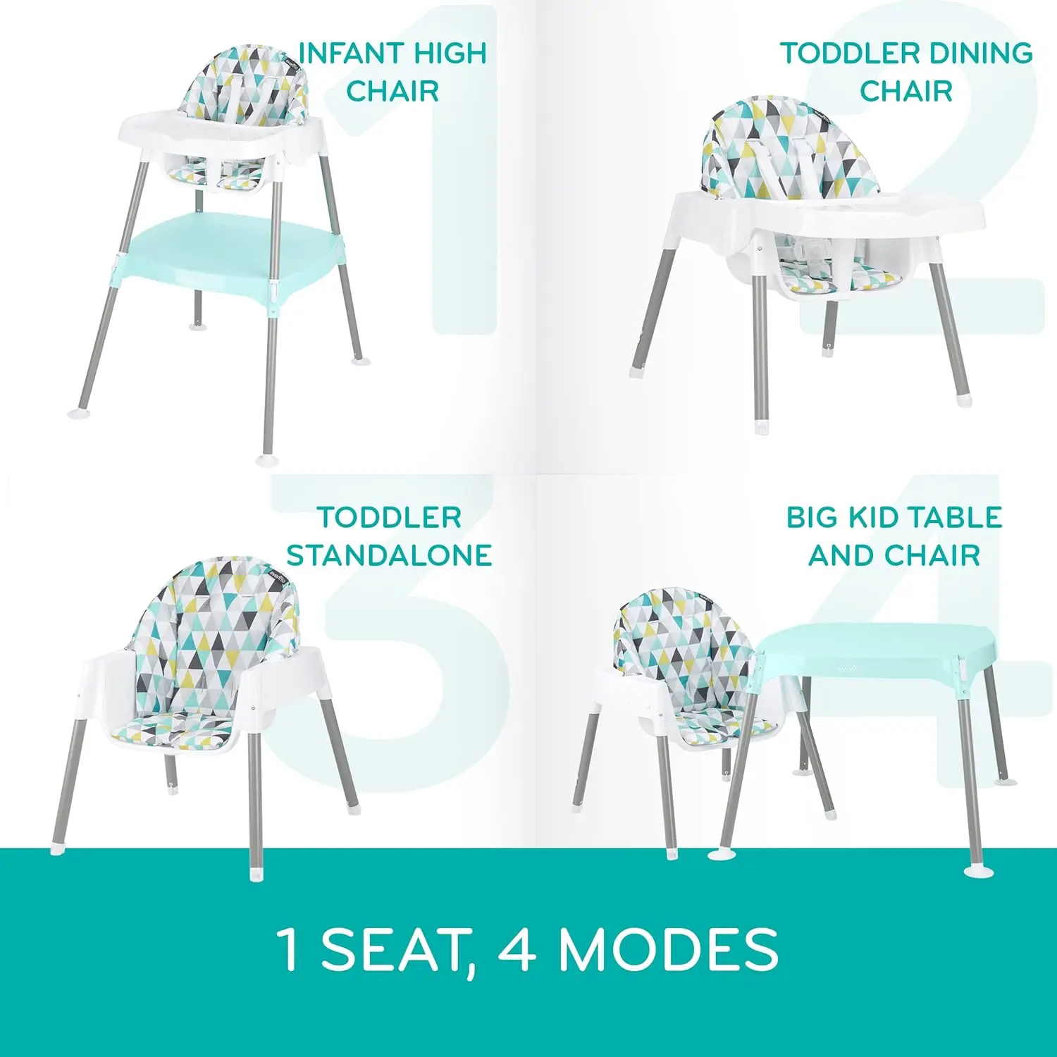 4-in-1 Eat & Grow Convertible High Chair,Polyester