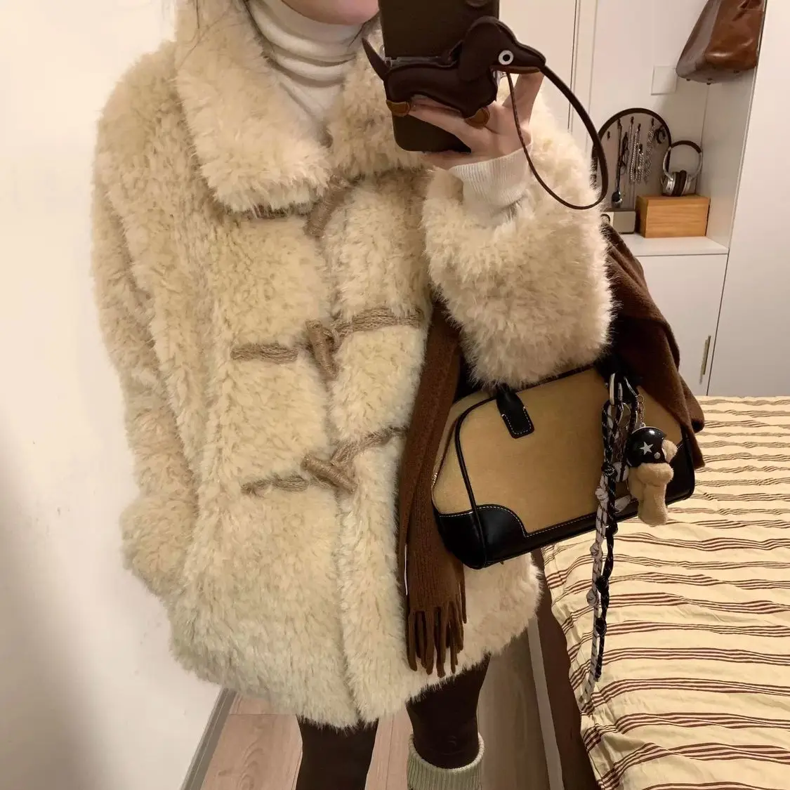 Faux Fur Decor Coats Womens Slender Floor Length Vacation Elderly Steampunk Thick Splicing Casual Edge Nature Sleeved Hot High